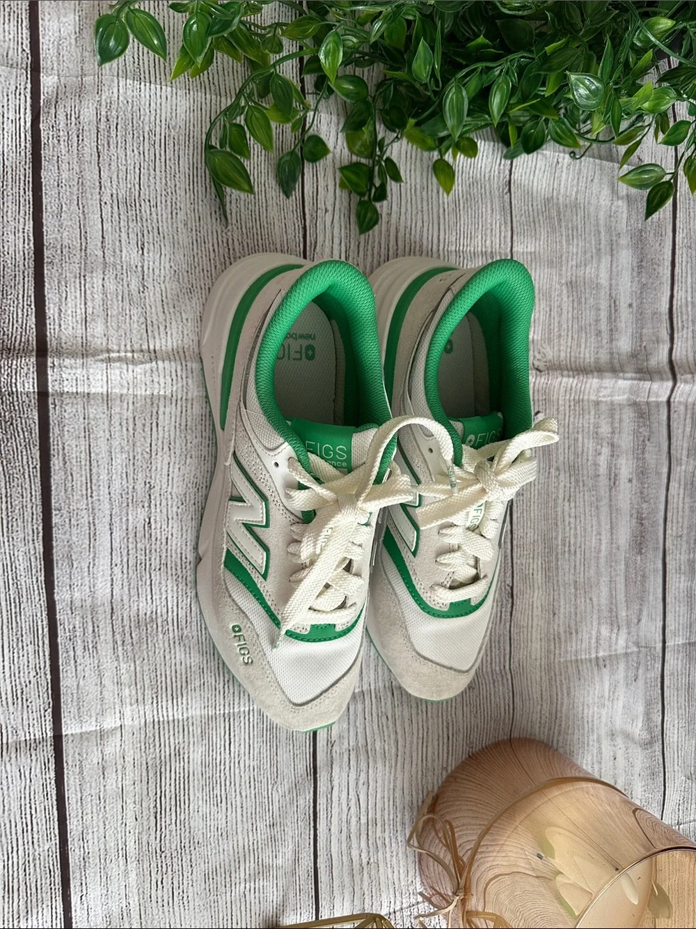 Figs Cream and Green Athletic Sneakers unisex